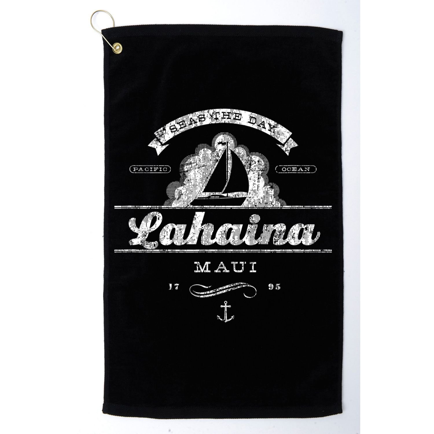 Lahaina Maui Hi Sailboat Cool Gift Vintage Nautical Tee Golf Towel