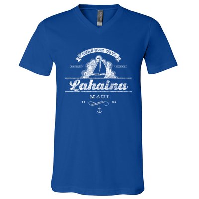 Lahaina Maui Hi Sailboat Cool Gift Vintage Nautical Tee V-Neck T-Shirt