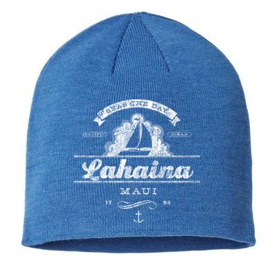 Lahaina Maui Hi Sailboat Cool Gift Vintage Nautical Tee Sustainable Beanie