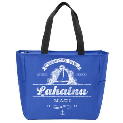 Lahaina Maui Hi Sailboat Cool Gift Vintage Nautical Tee Zip Tote Bag