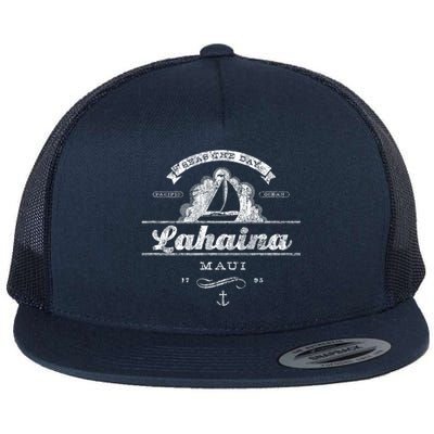 Lahaina Maui Hi Sailboat Cool Gift Vintage Nautical Tee Flat Bill Trucker Hat