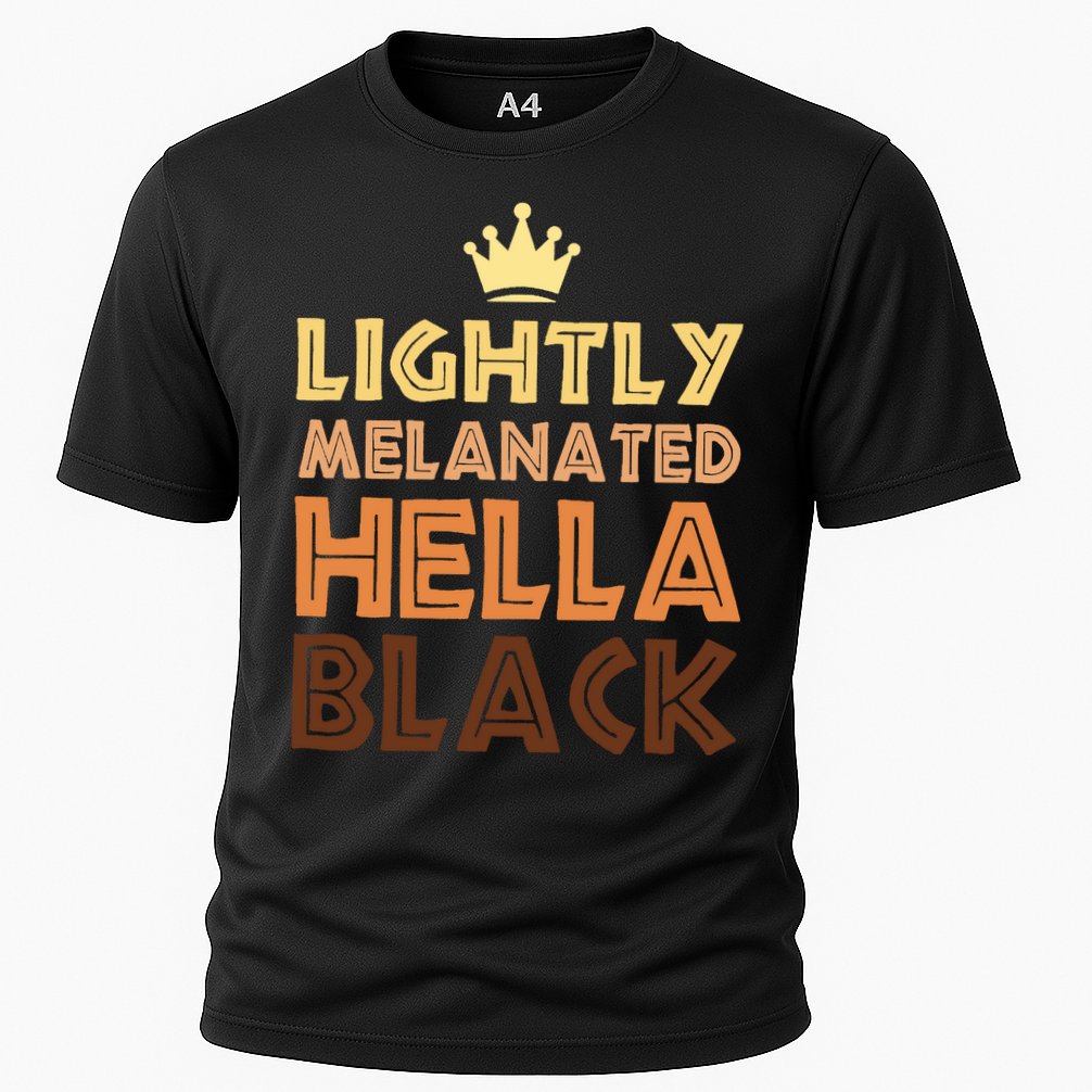 Lightly Melanated Hella Black Afro Queen African American Cooling Performance Crew T-Shirt
