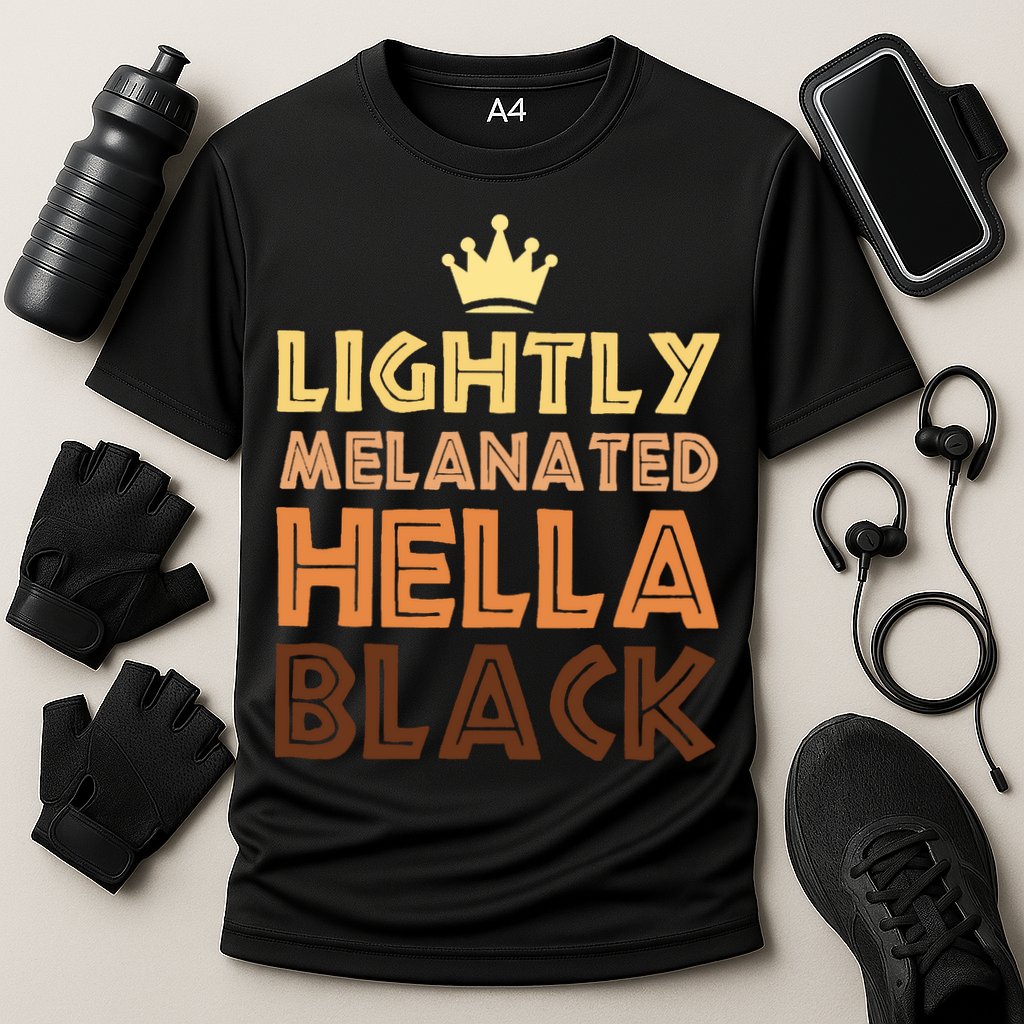 Lightly Melanated Hella Black Afro Queen African American Cooling Performance Crew T-Shirt