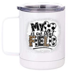 Leopard My Heart Is On That Field Soccer Love Game's Day Cool Gift 12 oz Stainless Steel Tumbler Cup