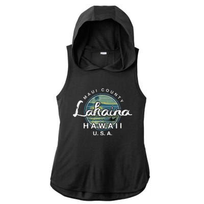 Lahaina Maui Hawaii Surfing Retro Ladies PosiCharge Tri-Blend Wicking Draft Hoodie Tank