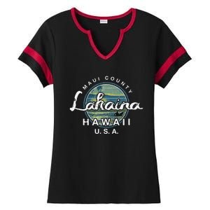 Lahaina Maui Hawaii Surfing Retro Ladies Halftime Notch Neck Tee