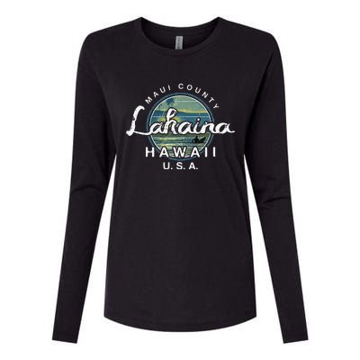 Lahaina Maui Hawaii Surfing Retro Womens Cotton Relaxed Long Sleeve T-Shirt