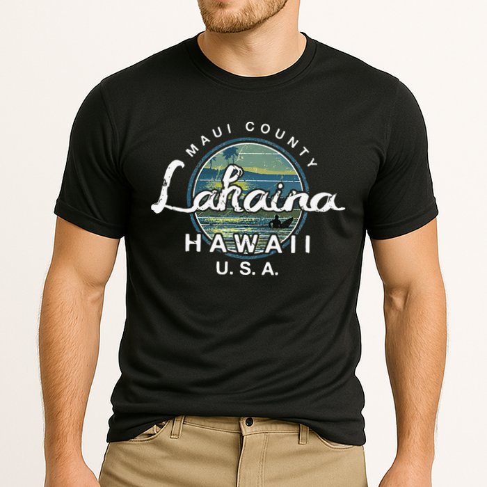 Lahaina Maui Hawaii Surfing Retro Cooling Performance Crew T-Shirt