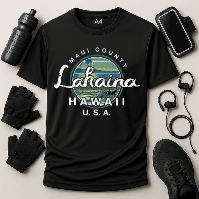 Lahaina Maui Hawaii Surfing Retro Cooling Performance Crew T-Shirt