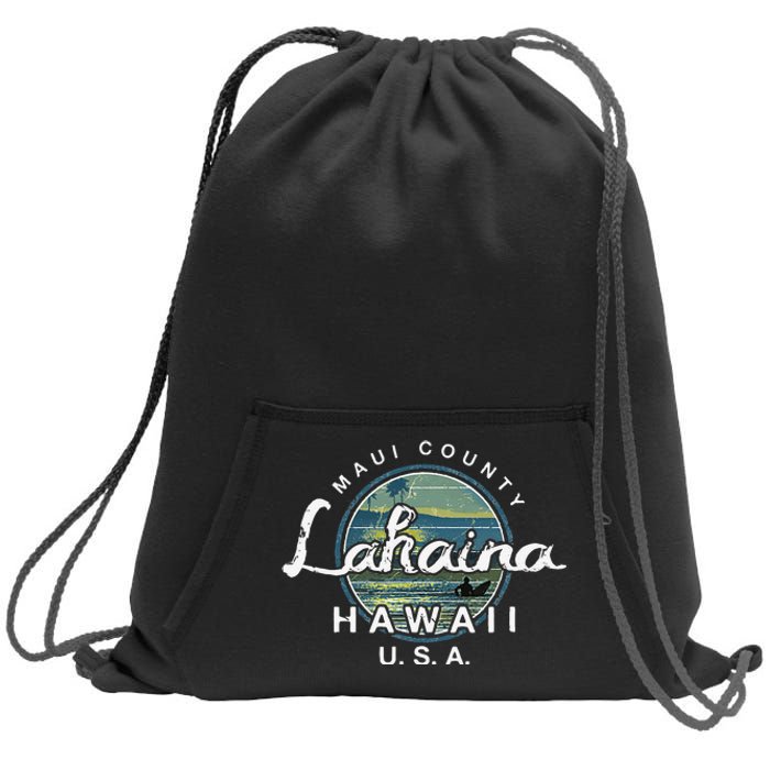 Lahaina Maui Hawaii Surfing Retro Sweatshirt Cinch Pack Bag