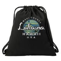 Lahaina Maui Hawaii Surfing Retro Drawstring Bag