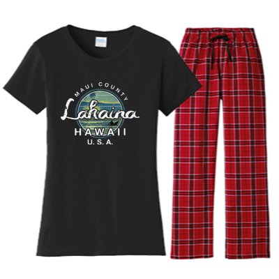 Lahaina Maui Hawaii Surfing Retro Women's Flannel Pajama Set