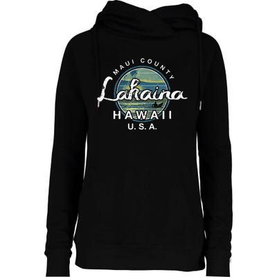 Lahaina Maui Hawaii Surfing Retro Womens Funnel Neck Pullover Hood