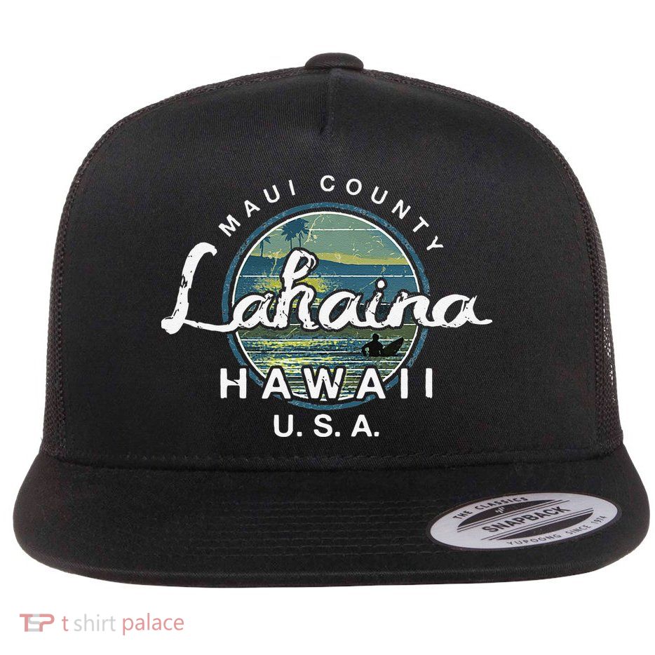 Lahaina Maui Hawaii Surfing Retro Flatbill Hat
