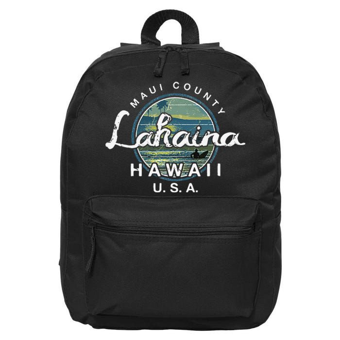 Lahaina Maui Hawaii Surfing Retro 16 in Basic Backpack