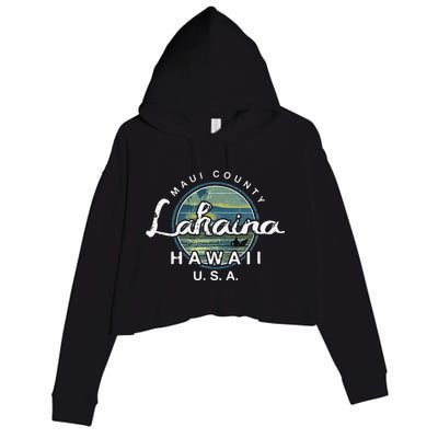 Lahaina Maui Hawaii Surfing Retro Crop Fleece Hoodie