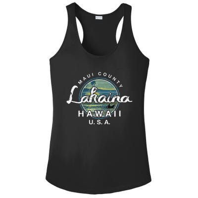 Lahaina Maui Hawaii Surfing Retro Ladies PosiCharge Competitor Racerback Tank