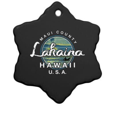 Lahaina Maui Hawaii Surfing Retro Ceramic Star Ornament