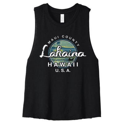 Lahaina Maui Hawaii Surfing Retro Women's Racerback Cropped Tank