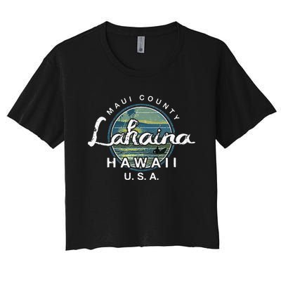 Lahaina Maui Hawaii Surfing Retro Women's Crop Top Tee