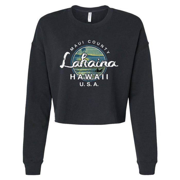 Lahaina Maui Hawaii Surfing Retro Cropped Pullover Crew