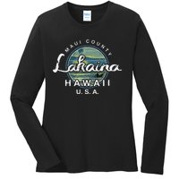 Lahaina Maui Hawaii Surfing Retro Ladies Long Sleeve Shirt