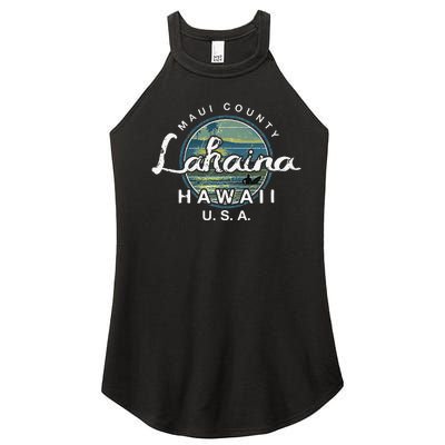 Lahaina Maui Hawaii Surfing Retro Women's Perfect Tri Rocker Tank