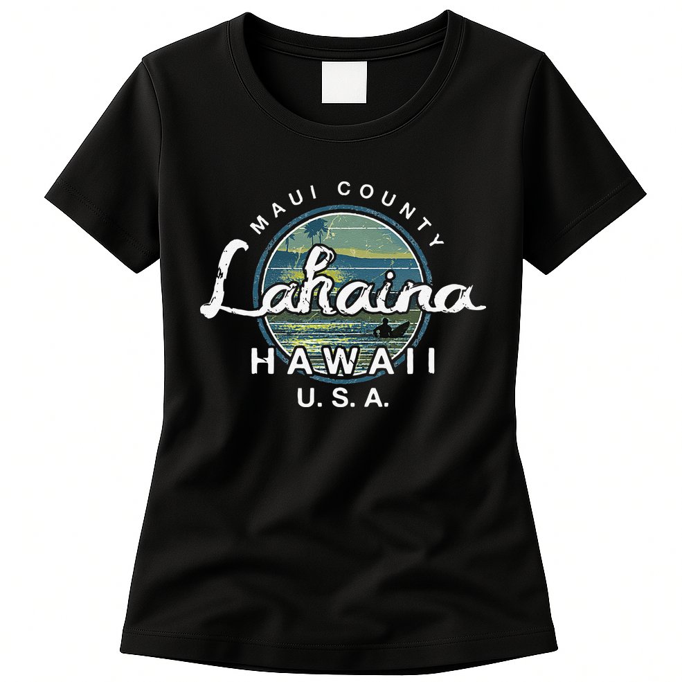 Lahaina Maui Hawaii Surfing Retro Womens T-Shirt
