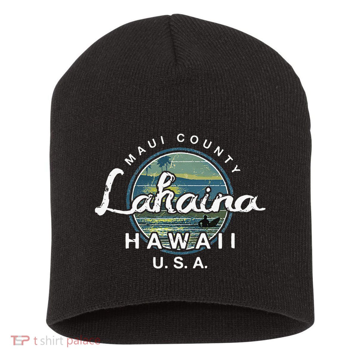 Lahaina Maui Hawaii Surfing Retro Short Acrylic Beanie