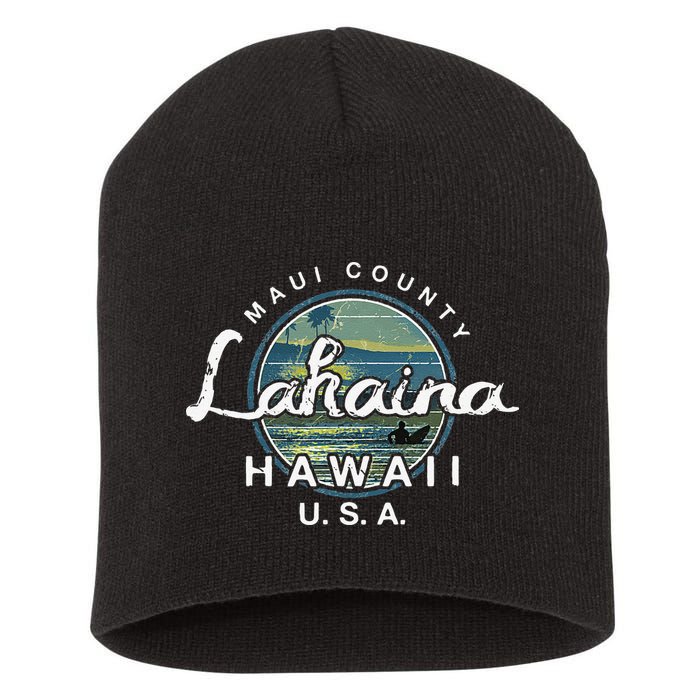 Lahaina Maui Hawaii Surfing Retro Short Acrylic Beanie