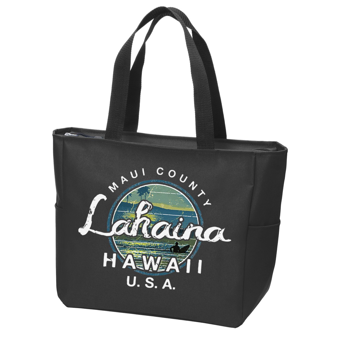 Lahaina Maui Hawaii Surfing Retro Zip Tote Bag