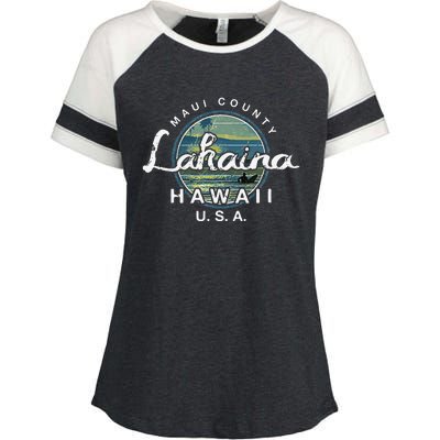 Lahaina Maui Hawaii Surfing Retro Enza Ladies Jersey Colorblock Tee