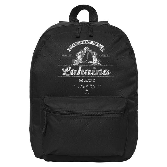 Lahaina Maui HI Sailboat Vintage Nautical Tee 16 in Basic Backpack