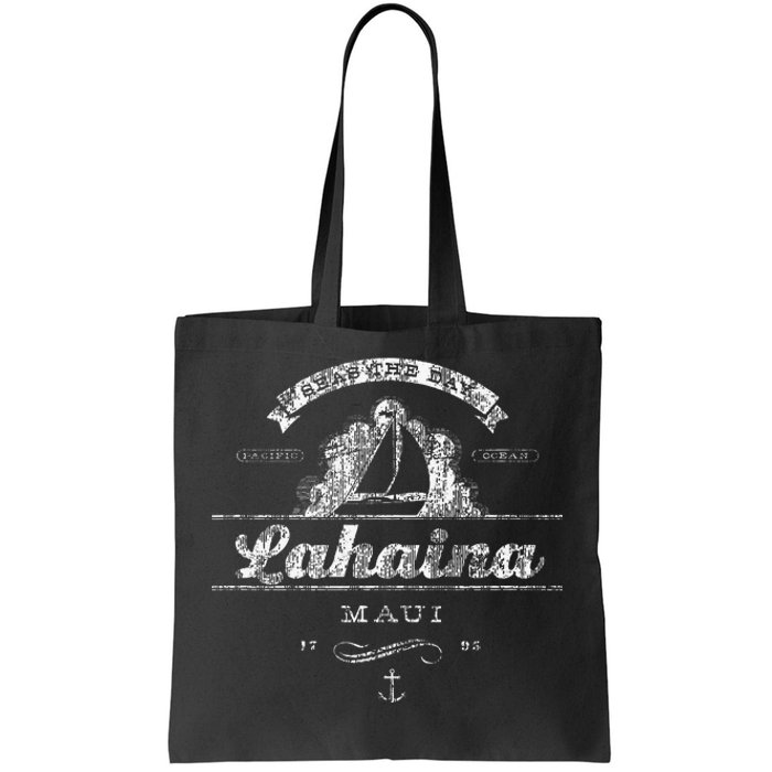 Lahaina Maui HI Sailboat Vintage Nautical Tee Tote Bag