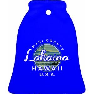 Lahaina Maui Hawaii Surfing Ceramic Bell Ornament