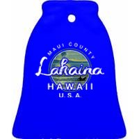 Lahaina Maui Hawaii Surfing Ceramic Bell Ornament