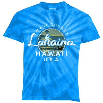 Lahaina Maui Hawaii Surfing Kids Tie-Dye T-Shirt