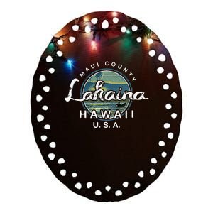 Lahaina Maui Hawaii Surfing Ceramic Oval Ornament