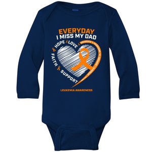 Loving Memory In Remembrance Dad Father Leukemia Awareness Gift Baby Long Sleeve Bodysuit