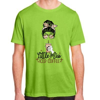 Little Miss Iced Coffee Messy Bun Cold Brew Coffee Quote Gift Adult ChromaSoft Performance T-Shirt