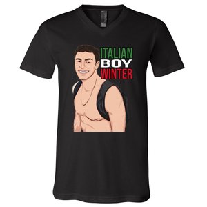 Luigi Mangione Italian Boy Winter V-Neck T-Shirt