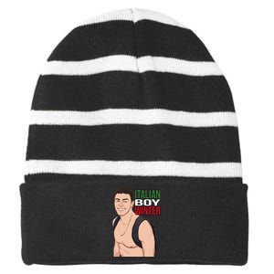 Luigi Mangione Italian Boy Winter Striped Beanie with Solid Band