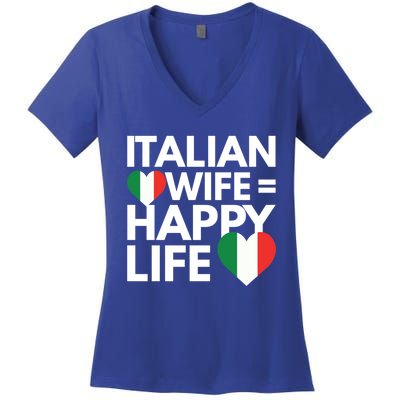 Love My Italian Wife Happy Italian Life Great Gift Women's V-Neck T-Shirt