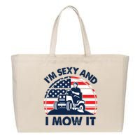 Lawn Mowing Im Sexy I Mow It Funny Mower Gardening Dad Cotton Canvas Jumbo Tote