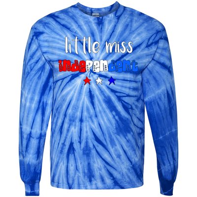 Little Miss Independent Cool Gift America Patriotic Gift Tie-Dye Long Sleeve Shirt