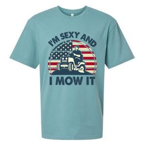 Lawn Mowing Im Sexy I Mow It Funny Mower Gardening Dad Sueded Cloud Jersey T-Shirt