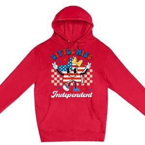 Little Miss Independent 4th Of July Girl Groovy Premium Pullover Hoodie