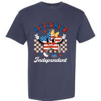 Little Miss Independent 4th Of July Girl Groovy Garment-Dyed Heavyweight T-Shirt