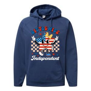 Little Miss Independent 4th Of July Girl Groovy Performance Fleece Hoodie