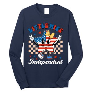 Little Miss Independent 4th Of July Girl Groovy Long Sleeve Shirt